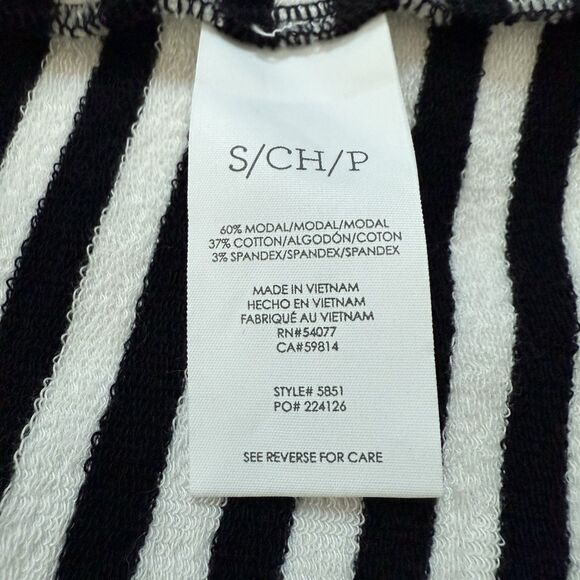 CABI Versatile Knit Byline Jacket Sz S Zip Pockets Nautical Stripe Black White - Picture 7 of 8